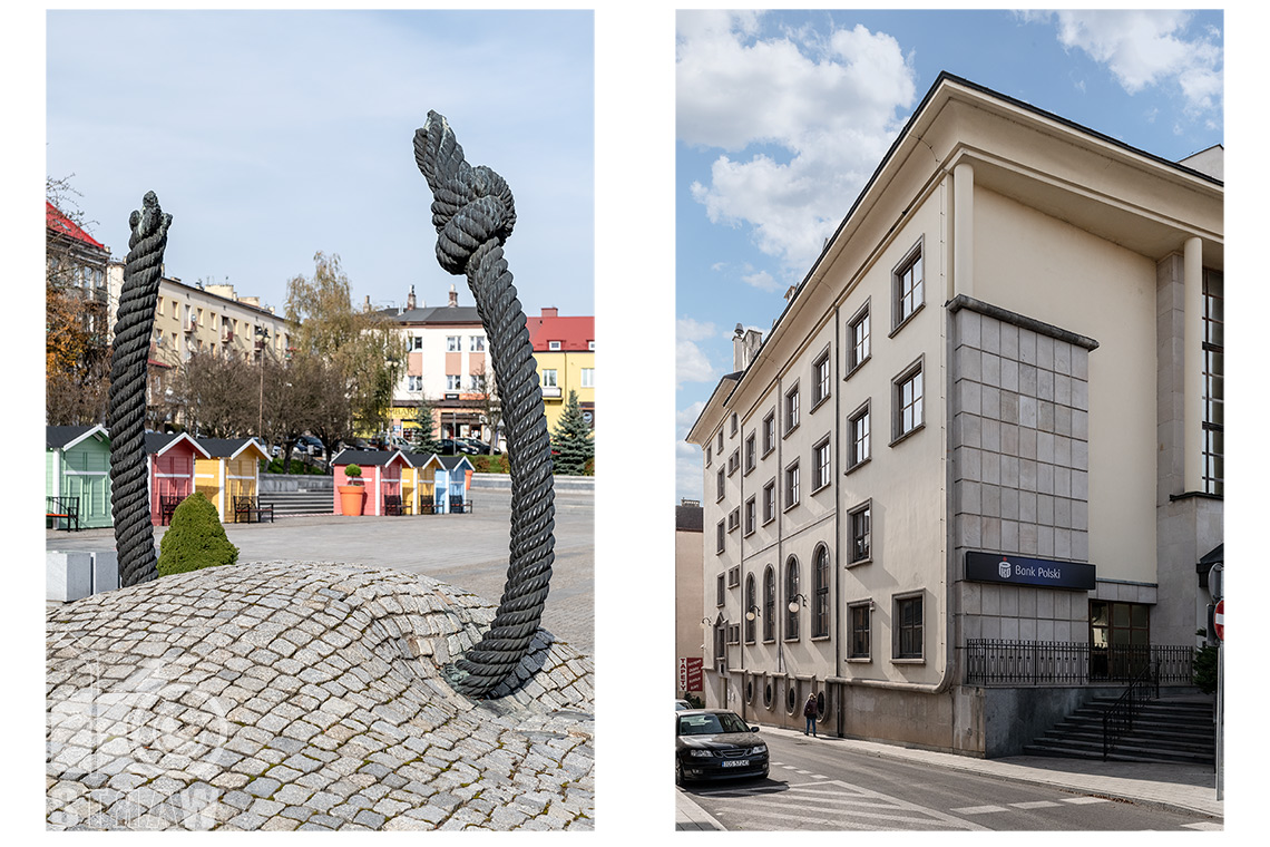 Fotograf architektury, zdjęcia miasta Ostrowiec Świętokrzyski, rynek i budynek banku.